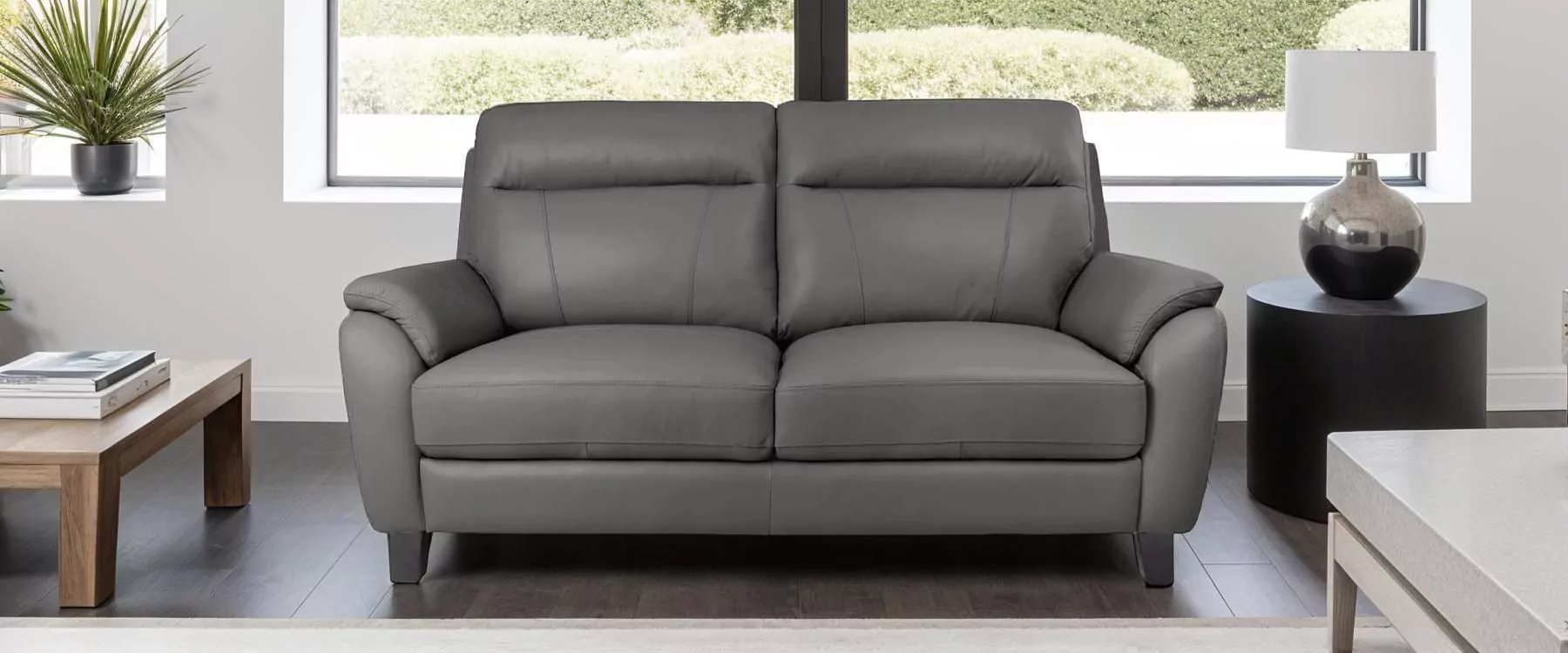 Arlo Slate Grey Leather Seater Sofa