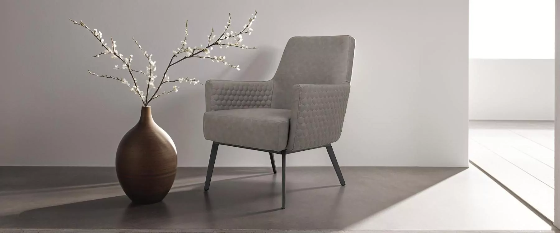 Ezra Grey Faux Leather Accent Chair