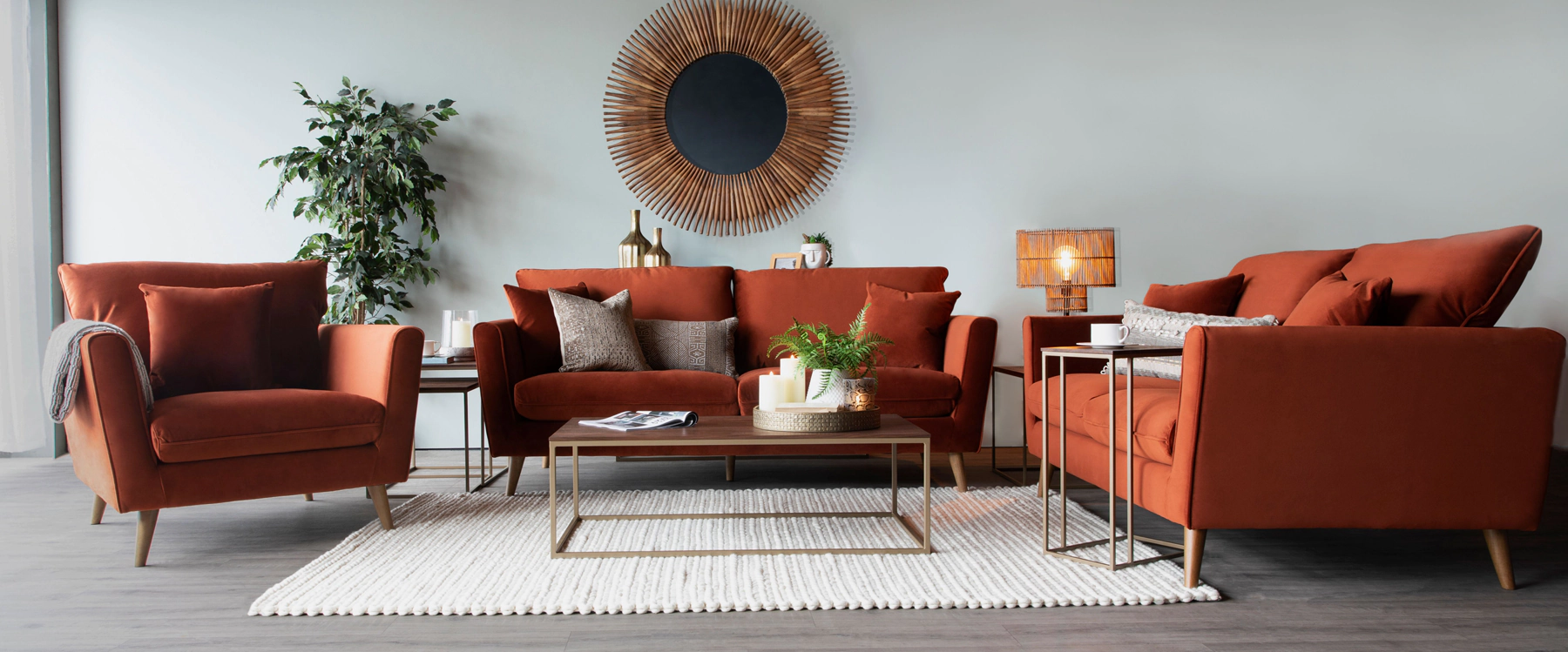 Ivy Rust Velvet Armchair