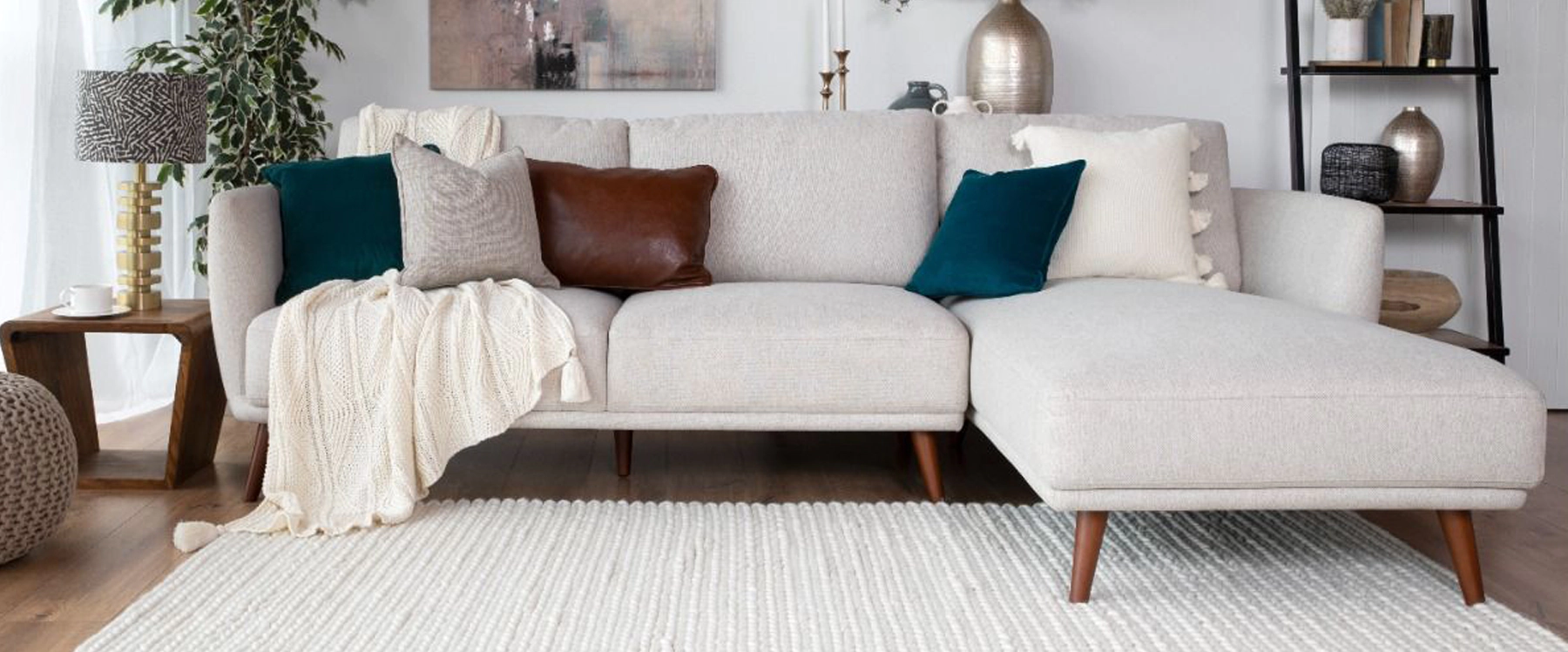 Cream fabric corner sofa sale