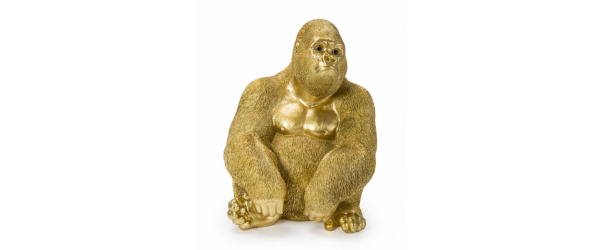 Deco Gorilla Figurine Gold 39cm