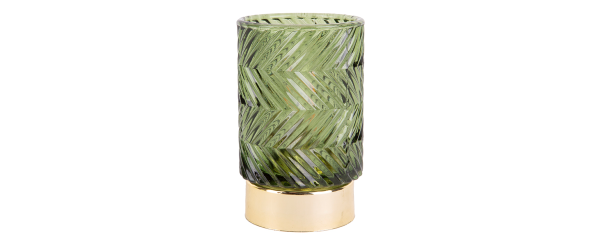 Votive Dark Green Zig Zag LED Candle Holder - 9x13cm