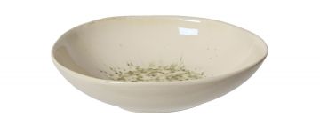 Stoneware Cream & Green Spotted Bowl