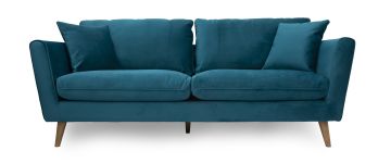 Ivy Dark Teal Velvet 3 Seater Sofa