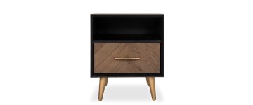 Sienna Fumed Oak & Peppercorn 1 Drawer Nightstand