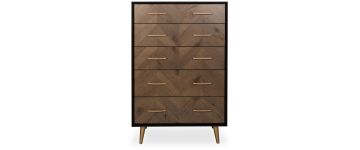 Sienna Fumed Oak & Peppercorn Chest of 5 Drawers
