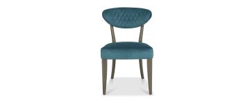 Ellipse Fumed Oak & Azure Velvet Dining Chair