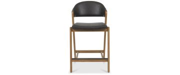 Camden Old West Vintage Leather Rustic Oak Barstool
