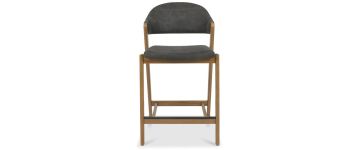 Camden Dark Grey Velvet Rustic Oak Barstool