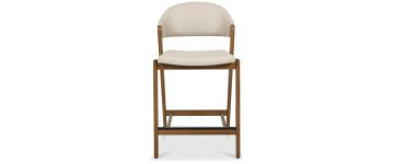 Camden Ivory Leather Rustic Oak Barstool