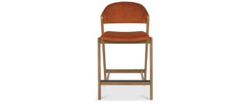 Camden Rust Velvet Rustic Oak Barstool