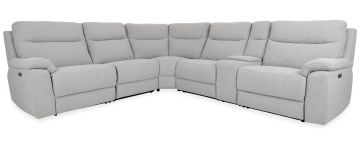 Chicago Grey Fabric Large Powered Recliner Corner Group