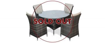 Elara Brown Rattan Round Table with 4 Chairs Garden Set