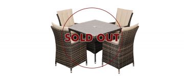 Elara Brown Rattan Square Table with 4 Chairs Garden Set