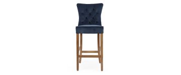 Marlow Navy Velvet Bar Stool with Oak Legs