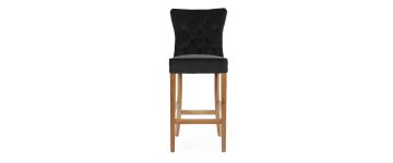 Marlow Charcoal Velvet Bar Stool with Oak Legs