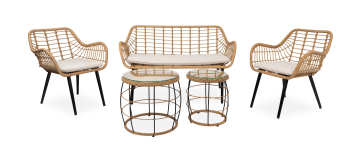 Cocoon Wicker Look Outdoor Sofa Set with 2 Side Tables