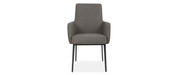 Ezra Grey Faux Leather Dining Chair with Arms