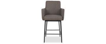 Ezra Grey Faux Leather Bar Stool with Arms