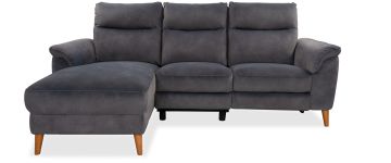 Dexter Shadow Fabric Power Reclining Corner Sofa with Left Hand Facing Chaise
