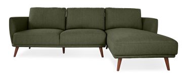Avery Moss Green Fabric Right Hand Facing Chaise Corner Sofa