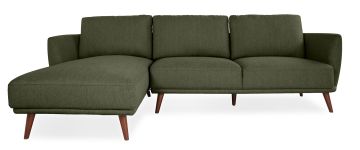 Avery Moss Green Fabric Left Hand Facing Chaise Corner Sofa