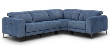 Allegra Blue Fabric Power Recliner 2.5L/1.5R Corner Sofa