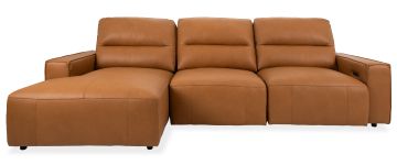 Levi Tan Leather Power Left Hand Facing Chaise