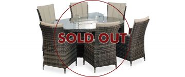Elara Brown Rattan Oval Table with 6 Chairs Garden Set With Firepit 