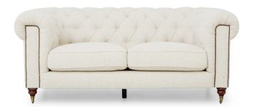Bethany Natural Fabric 3 Seater Fixed Back Chesterfield Sofa
