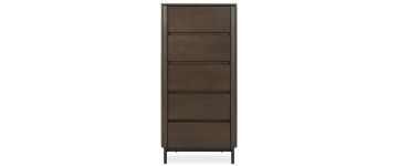 Augusto Dark Brown Wood & Ceramic Top 5 Drawer Tallboy