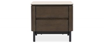 Augusto Dark Brown Wood & Ceramic Top Bedside Locker