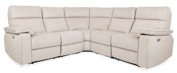 Ella Plush Beige 5 Piece Fabric Power Recliner Corner Sofa