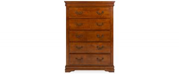 Louis-Phillippe Dark Mahogany Wooden Tall Boy Chest of Drawers