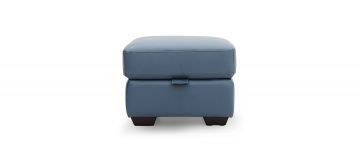 Nixon Smoke Blue Leather Storage Footstool