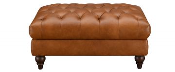 Regal Cognac Leather Ottoman Footstool