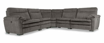 Valentino Grey Fabric Medium Electric Recliner Corner Sofa