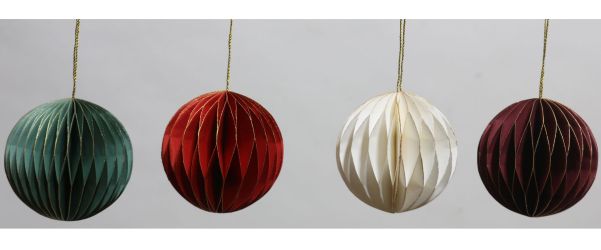 Festive Mixed Hanging Christmas Decorations Set of 4 8cm