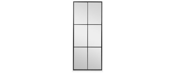 Andie Black Metal Windowpane Mirror - 60cm x 140cm