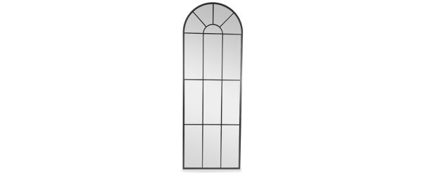 Eli Black Metal Arch Window Mirror - 180cm x 64cm