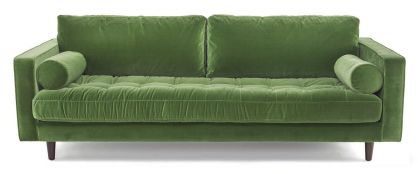 Scott Green Velvet 3 Seater Sofa