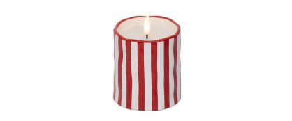 LED Red & White Striped Candle - 11cm