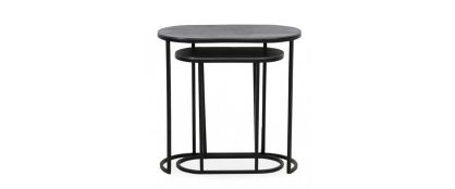 Bocov Antique Lead Black Set of 2 Side Tables
