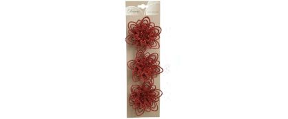 Red Glitter Flower Clip 10cm