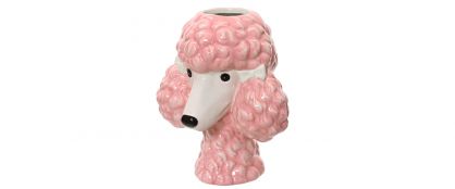 Poodle Pink & White Vase 
