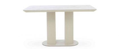 Avorio Cream Ceramic Fixed Dining Table Ceramic