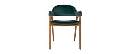 Camden Rustic Oak Azure Velvet Dining Chair