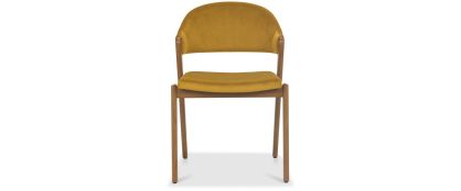 Camden Rustic Oak & Mustard Velvet Chair - No Arms