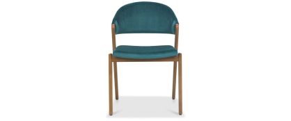 Camden Rustic Oak & Azure Velvet Chair - No Arms