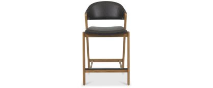 Camden Old West Vintage Leather Rustic Oak Barstool